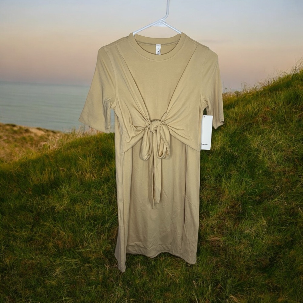 Lululemon Cotton Wrap-Front T-Shirt Dress Yellow Size 2 Brand New With Tags!